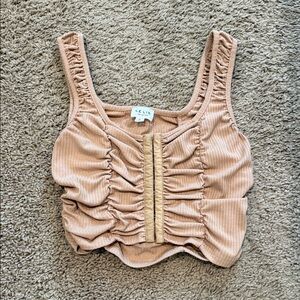 Le Lis Beige Ruched Crop Top